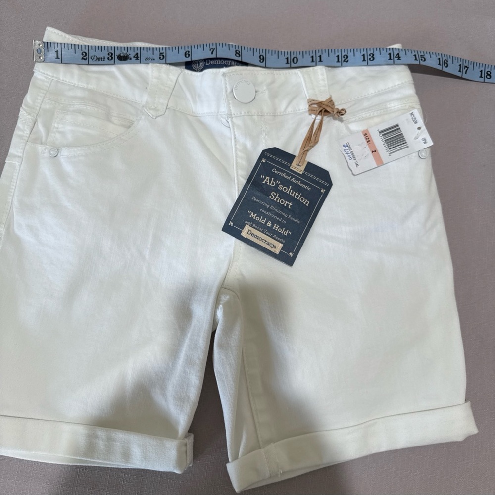 Democracy Ab solution Jean Denim Bermuda Shorts Size 2-White-NWT $64.00 - Picture 3 of 7
